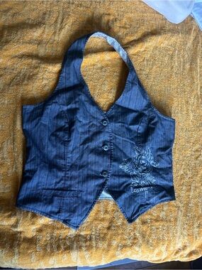 Xhilaration Grey  Embroidered Halter Vest